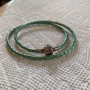 Pandora woven green bracelet